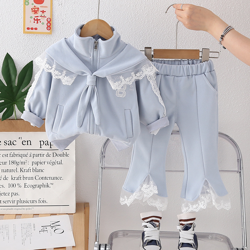 luxury kids clothing Free Shipping 2025 Hooded Drawstring Set, 2-Piece Spring Fall Outfit for Toddler Girls | Fashion Cable Knit Cardigan & Pants