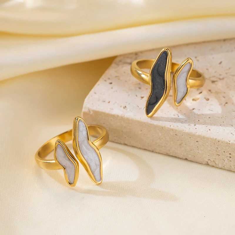 Stainless Steel Wave Drip Glaze Open Rings for Women Retro Punk Style Trendy Creative Exquisite Ring Accessories GiftXJ251025