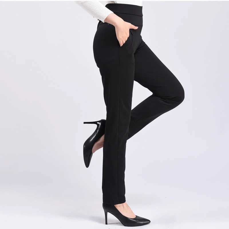 Pants Women2025Autumn Winter New Fleece Thick MiddleAged Elderly Ladies Casual Trousers Mother High Waist Straight Pants FemaleT251025