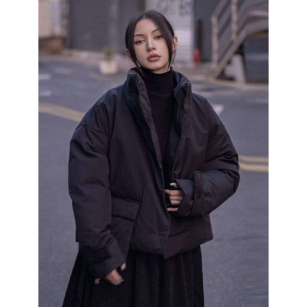Apricot Big Size Warm Cotton-Padded Coat Long Sleeve Loose Fit Women Parkas Fashion Tide New Autumn Winter 2025