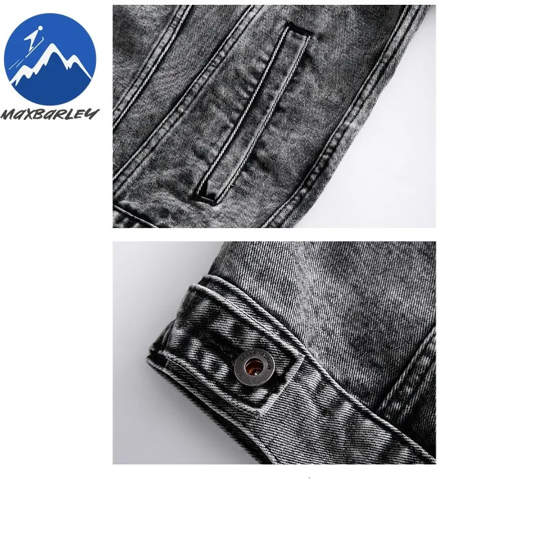 Maxbarley Mens Cotton Denim Jacket Autumn Premium Y2k Harajuku Fashion Washed Jeans Coat Men Casual Workwear Black Jackets 251017