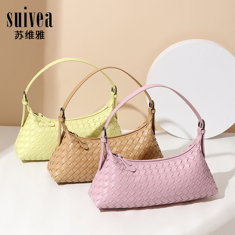 Luxury Brand Designer Bag Casual Woven Baguette Bag For Women 2025 Summer New Handmade Woven Shoulder Underarm Bag Fashion Crescent Bag
