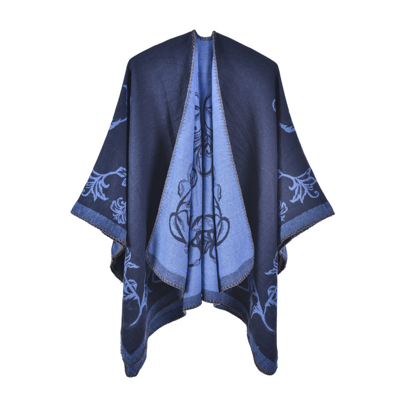 Womens Shawl New Autumn Winter Imitation Cashmere Jacquard Split Warm Thickened Shawl Cape Hot Sale