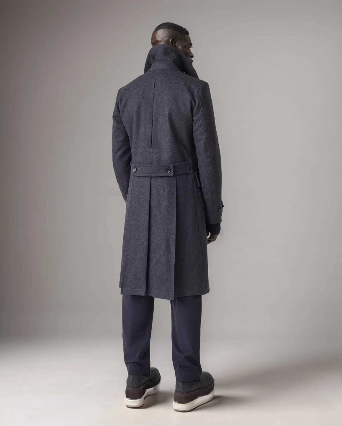 New Fashion AutumnWinter Casual Long Sleeve Turndown Collar Double Breasted Pockets Solid Color Loose Fit Wool Blends CoatT251025
