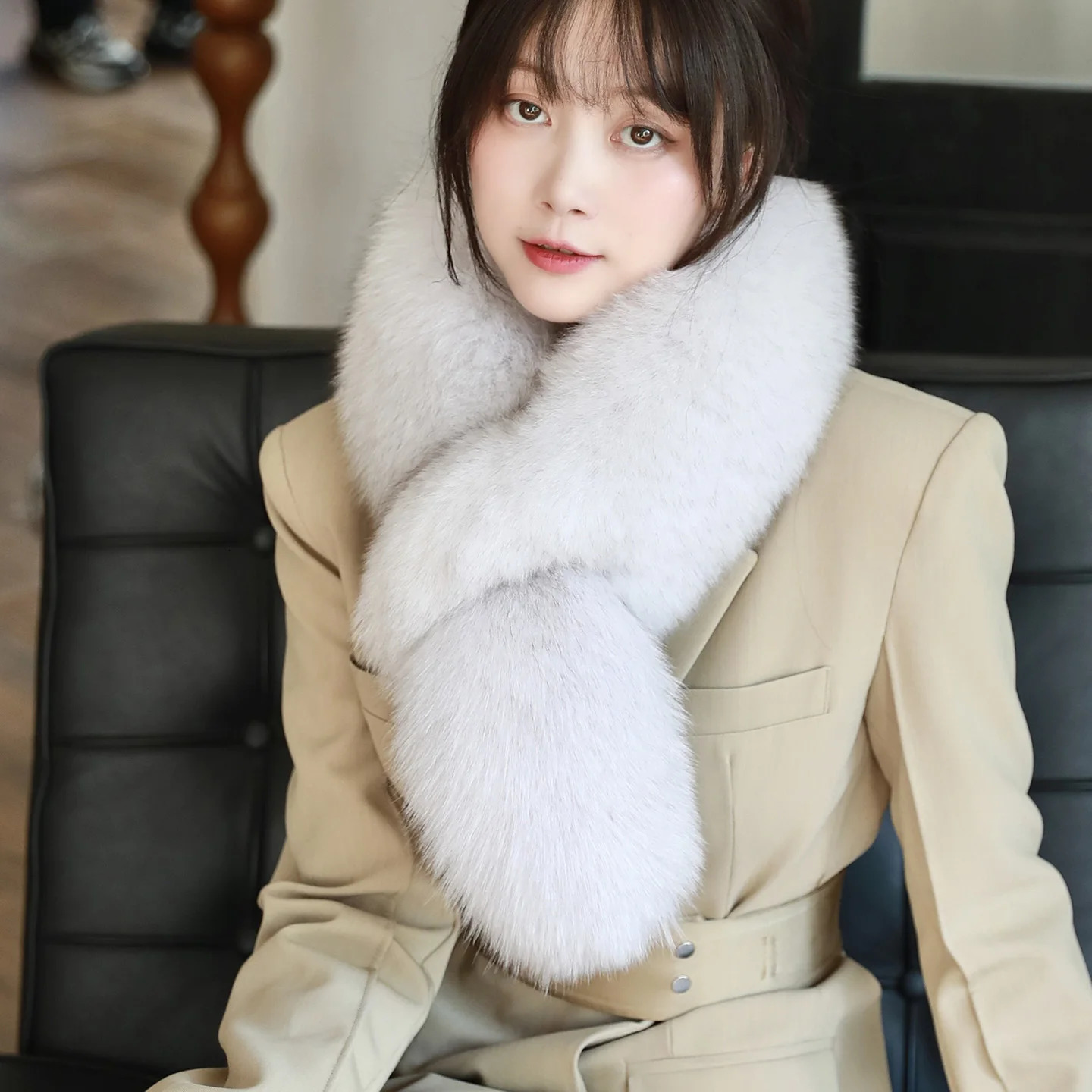 Besfilin DoubleSided Real Nature Fox Fur Scarf Womens Thick Warm Neck Warmer Fur Collar Autumn Winter Fashion Accessory 251020