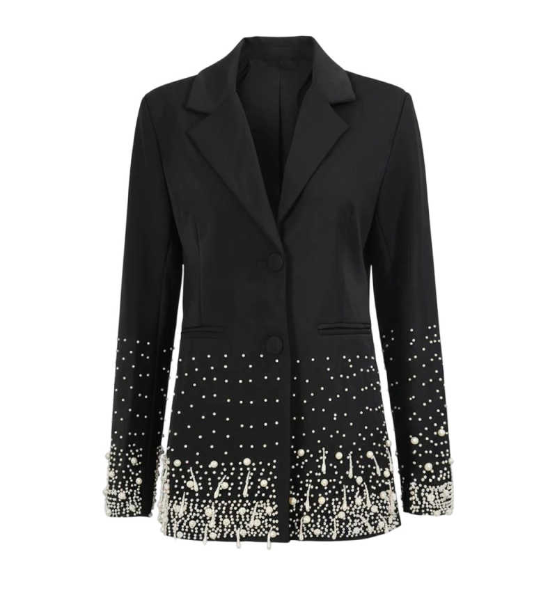 Fashion Women's Suit 1 Piece Embellished Blazer Notched Lapel Pearl Beading Evening Party Prom Special Occasion Customized