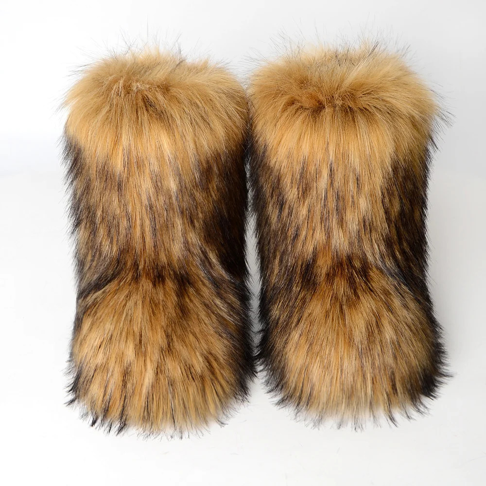 Womens Furry Tall Winter Boots Warm Snow Boots With AntiSlip Sole 251023