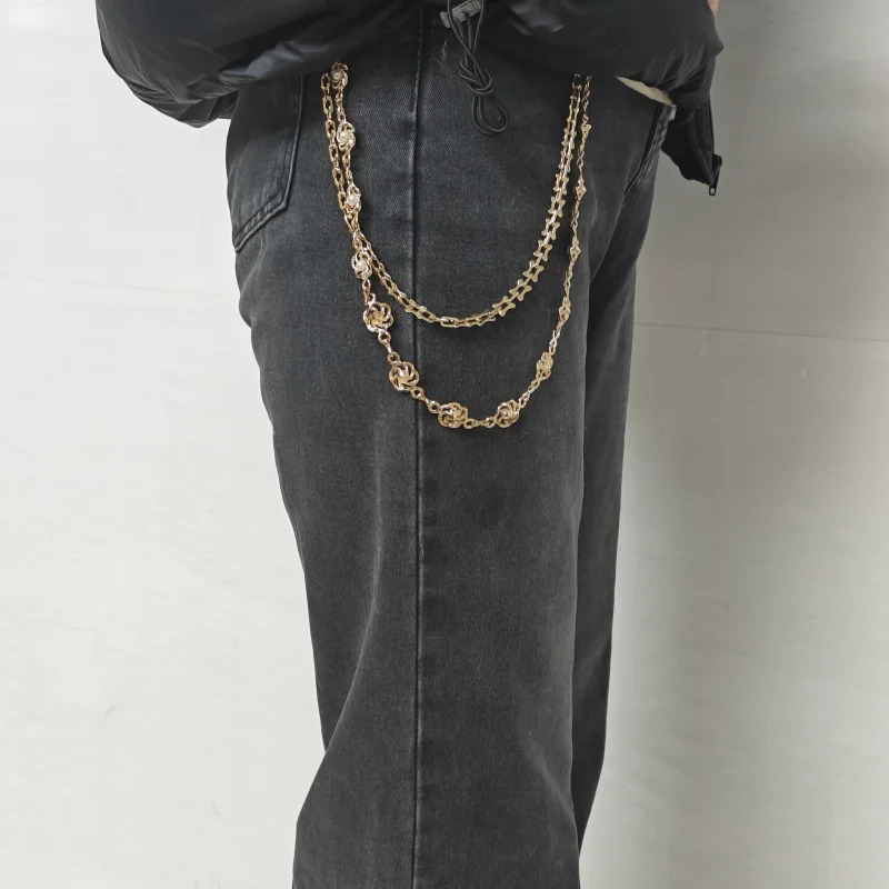 Original Golden Rose Pearl Ladies Pants Chain Bilayer Packet Chain Fashion Female Ones Waist Accessories Jewelry 251023