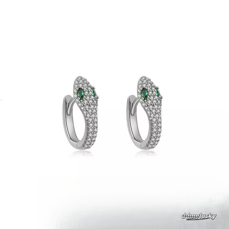 S Sterling Sier Serpentine Earrings For Women - Fashion Micro Zircon Inlaid Bright Hip Hop Style Ddmylucky