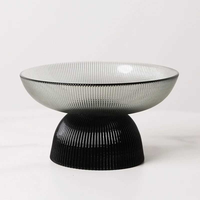 Creative Striped Fruit Plate Dessert Oatmeal Salad Bowl Living Ro Decoration Transparent Candy Nut Storage Plate Decor Y251025