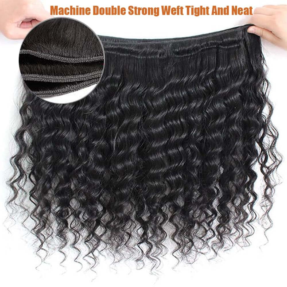 Deep Wave Human Hair Bundles 8-32 Inch 100% Unprocessed Virgin Hair Deep Curly Natural Black Wet And Wavy Bundles - 1 Pack Style Keep Texture Silky So