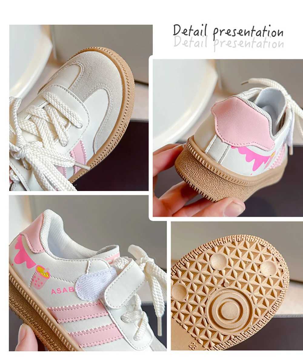 PU Leather Sneakers For Children Antislippery Outdoor Teenager Girls Skate Shoes Softsoled Breathable Kids Sport ShoesT251025