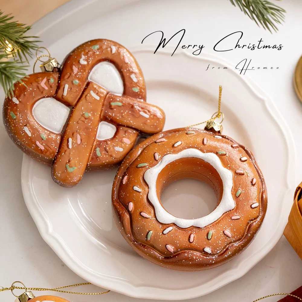 Sweet Christmas Dessert Model Hanging Pendants Xmas Tree Ornaments Noel 2025 Merry Christmas Decor Navidad Happy New Year 2026 C251024