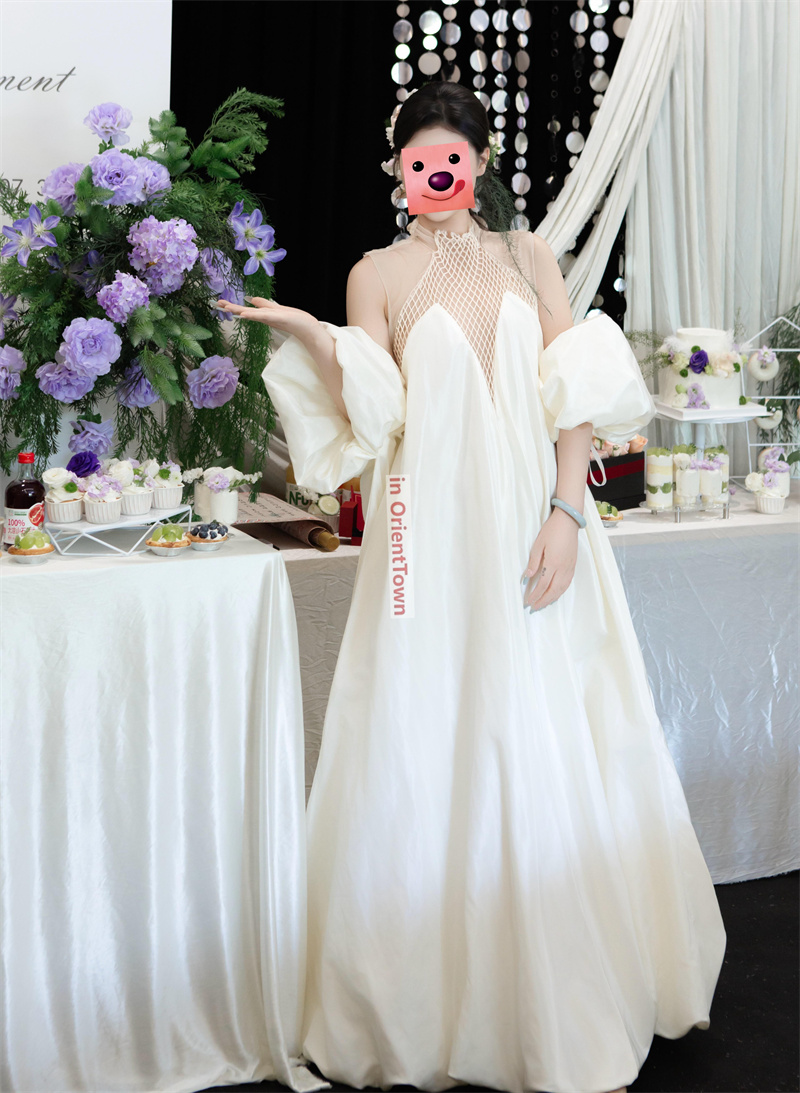 French Trend Lightweight Wedding Dress Satin Texture Minimalist Ethereal Apparel Bridesmaid Engagement Parties Morning Gown TP98