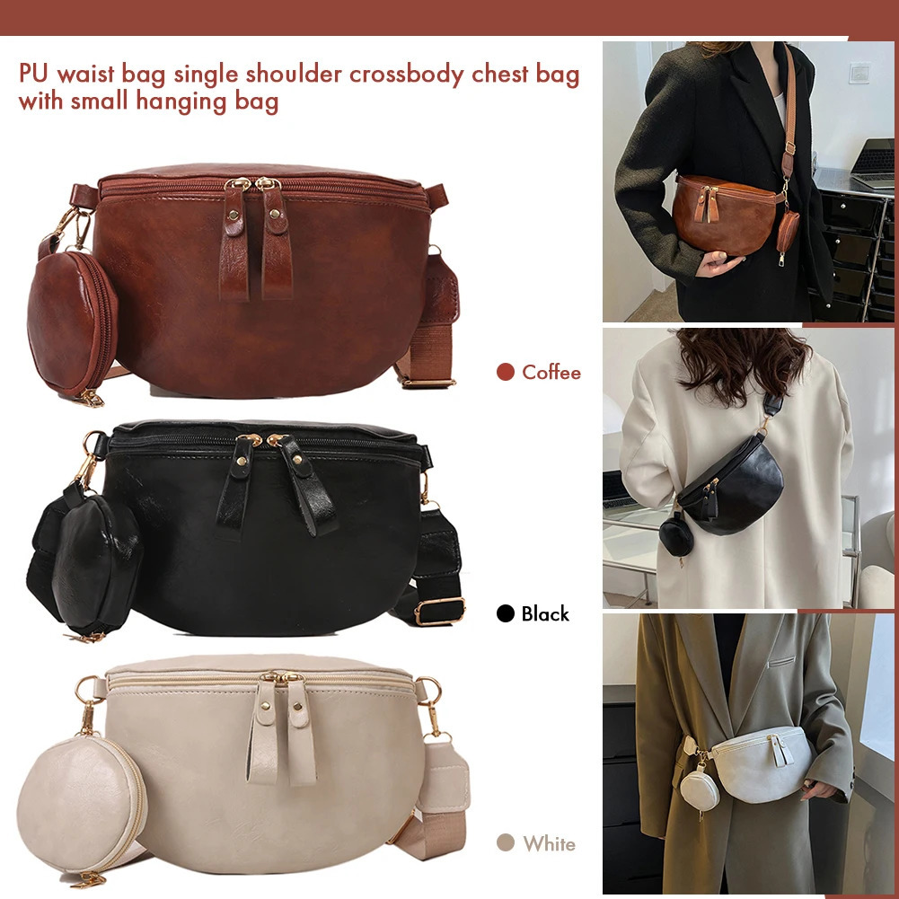 Crossbody Bag with Small Purse Sports Waist Packs PU Leather Portable Fashion Simple Adjustable Strap for Weekend Vacation 251023
