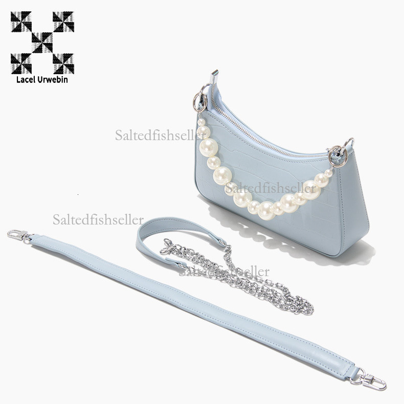 Lacel Urwebin Designer Luxury New Crescent Bag Fashion Trend Women's Crocodile Pattern Pearl Zipper Single Shoulder Crossbody Bag Large Capacity 