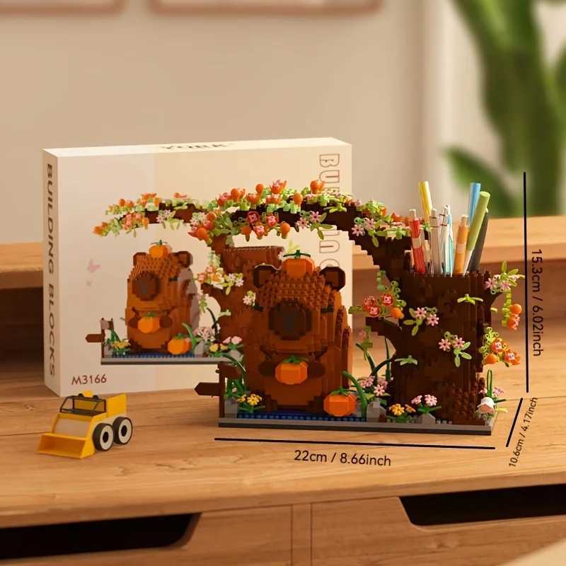 Capybara Building Block Pen Holder MultiFunction Desk Organizer for Office Supplies Cosmetics Birthday Gift Desktop Decoration C251023