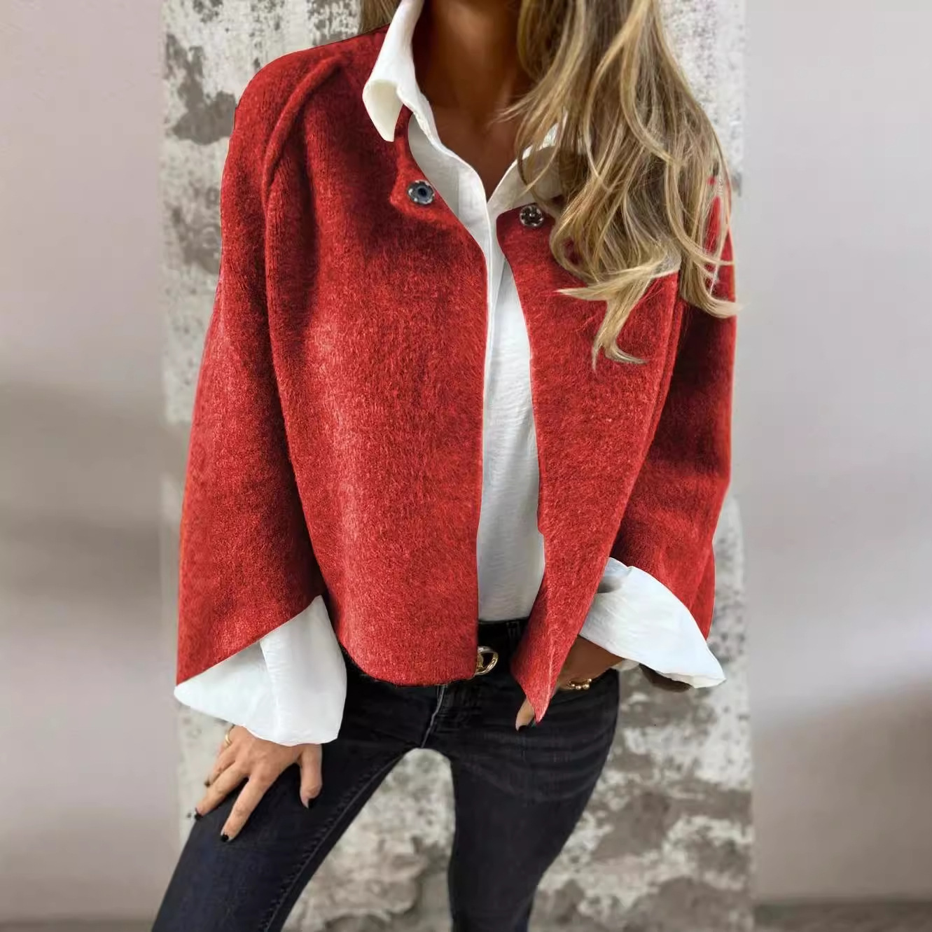2025 Autumn Winter Loose Short Cashmere Long Sleeve Coat