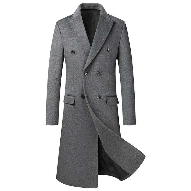 Men Xlong Double breasted Woolen Blends Business Casual Trench Coats Long Jackets Quality Male Cashmere Thicker Warm OvercoatsT251025