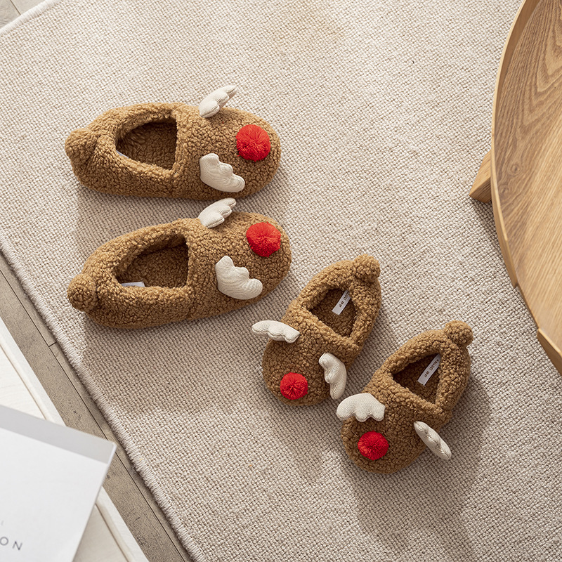 Winter luminous shoes, warm and fashionable home shoes, soft soled thick Christmas cotton slippers, casual children's shoes