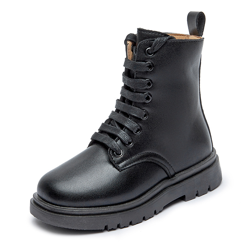 Girls Ankle Boots Kids Girl Motorcycle Boots Side Zipper Children Winter Warm Boots Littlesprouts Black Beige Color Sizes 26 - 36 US9C-US4Y L1180