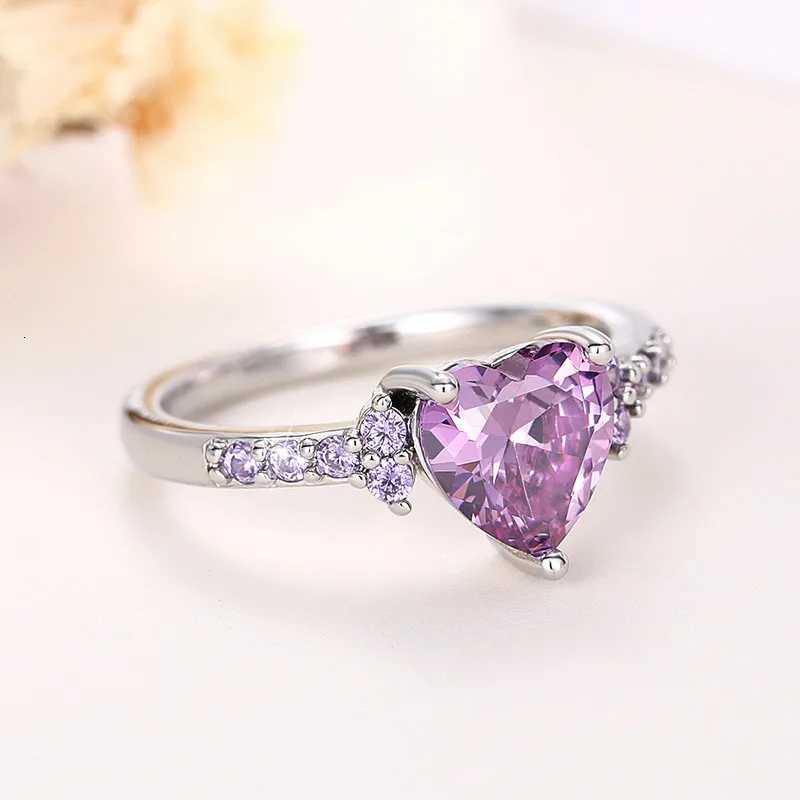 925 Sterling Silver Purple Love Rings New Fashion Jewelry for Women Wedding Engagement Party Temperament Female Accessories GiftXJ251025
