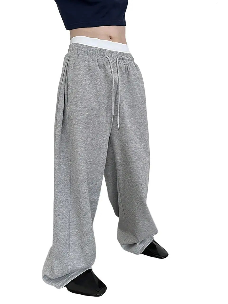 European and American mens waist trousers waist drawstring straight wideleg loose trousers sports trousers pocket men pants 251024