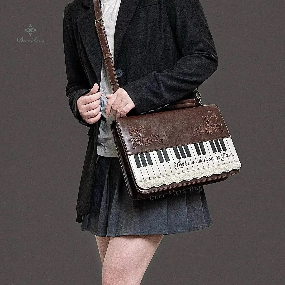 Vintage Piano Shoulder Bag Womens Brown Crossbody Y2k Girls Transparent Ita Personalized Backpack Aesthetic Handbags 251018
