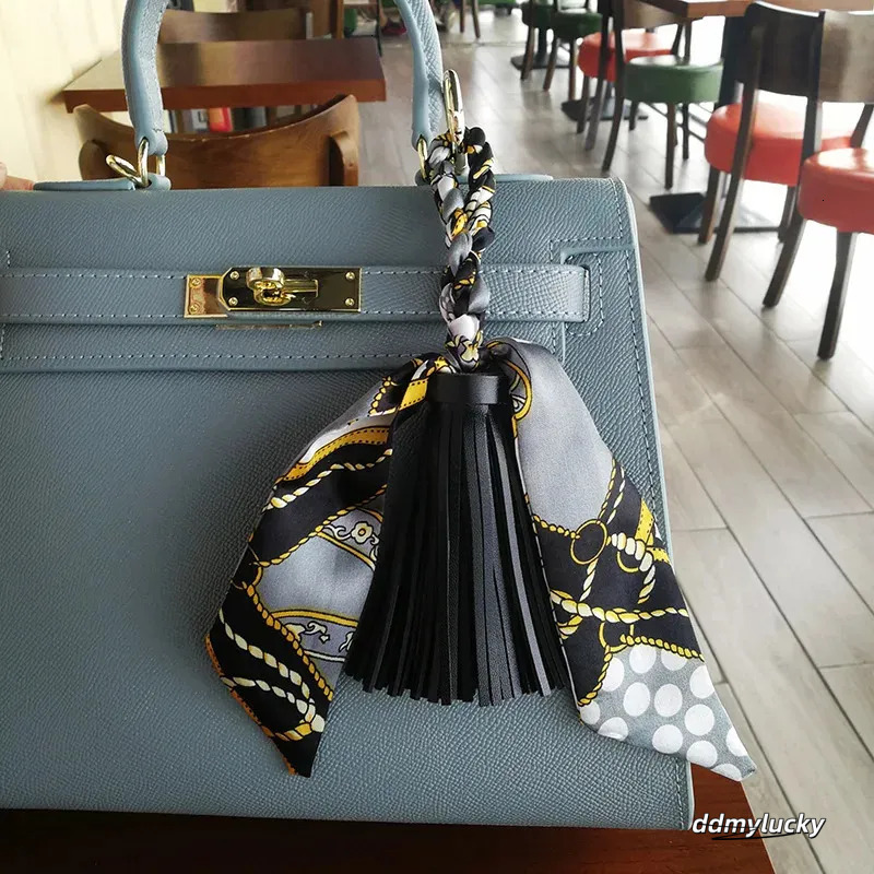 Style Silk Woven Key Lanyard Decoration Soft PU Leather Car Keychain Accessories Fashion Womens Tote Bag Jewelry Pendant 250227 Ddmylucky