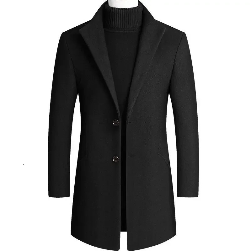 BROWON Korean Coat Men Autumn and Winter Woolen Men Coat Casual Slim Fit Windbreaker Long Solid Color Men Jacket 251023