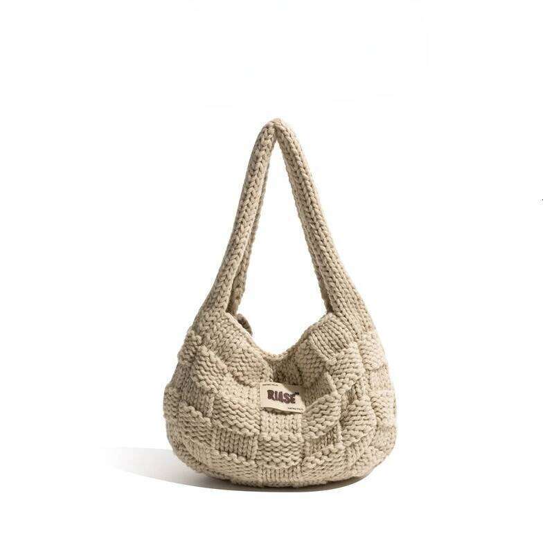 Small Knitted Armpit Shoulder Autumn Winter Plaid Female Tote Versatile Underarm Bag Fashionable And Practical Handbag Suotong251025