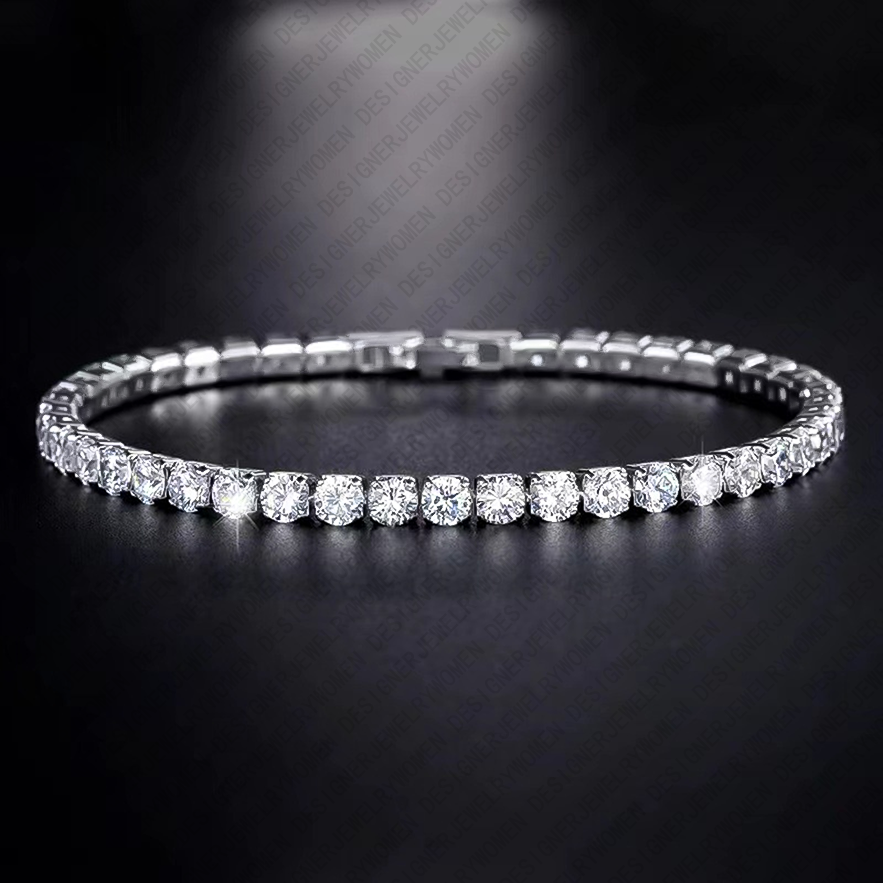 Designer Bracelet Bracelet for Women Tennis Bracelets Full Pave Bangle Silver Bangles Luxury Jewlery Designer for Women Sparkling Timeless Elegant Gif