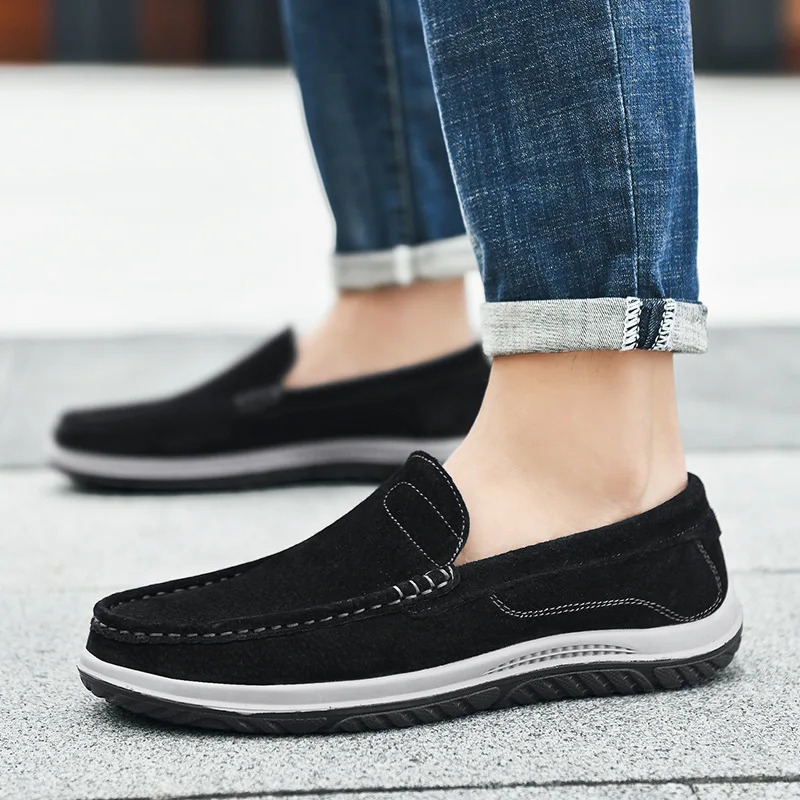 Mens Suede Casual Leather Shoes Fashionable Breathable Comfortable Driving Shoes Men Shoes 251023
