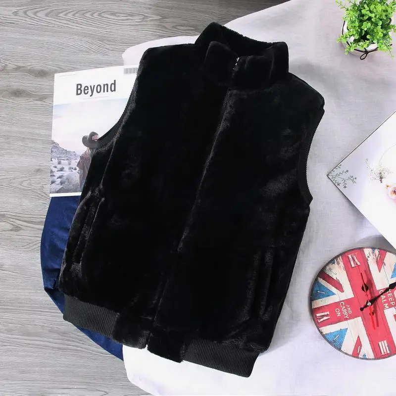Men Clothing Autumn Winter Fashion Mink Fur Warm Zipper Vest Jacket Solid Stand Collar Sleeveless Slim Fit Coat 251020