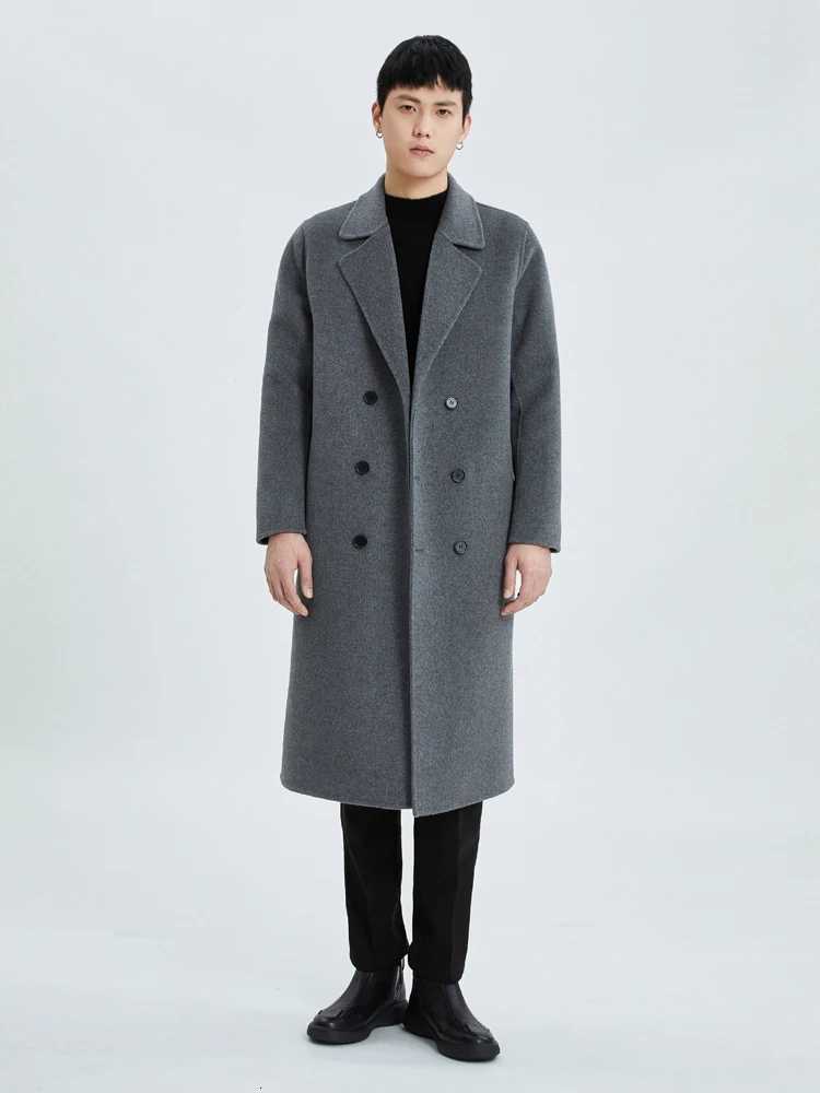HighEnd Mens Coat 100 Pure Wool Winter Thickened Outerwear Coat DoubleBreasted Trendy Coat Fashionable AllMatch Trench CoatT251025