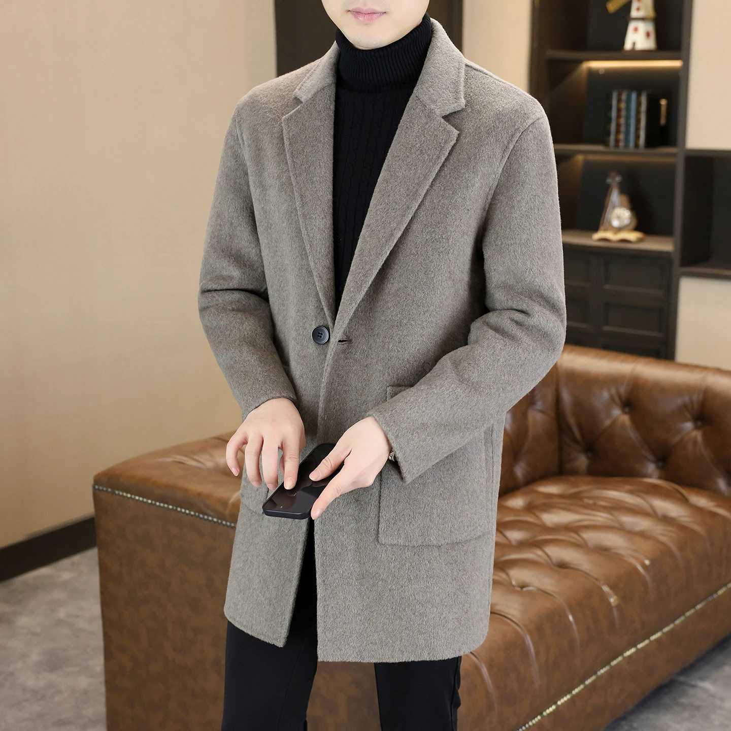 High Quality Mens Business Casual Woolen Coats 2025 Autumn Winter 70 Wool Windbreaker Jackets Outwear Warm Overcoat ClothingT251025