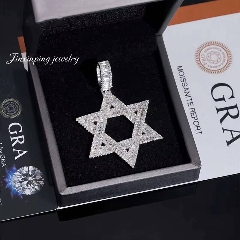 Factory Price Pass Diamond Tester Iced Out Solid 925 Sterling Silver Gold Plated VVS baguette Moissanite in the Custom Pendants