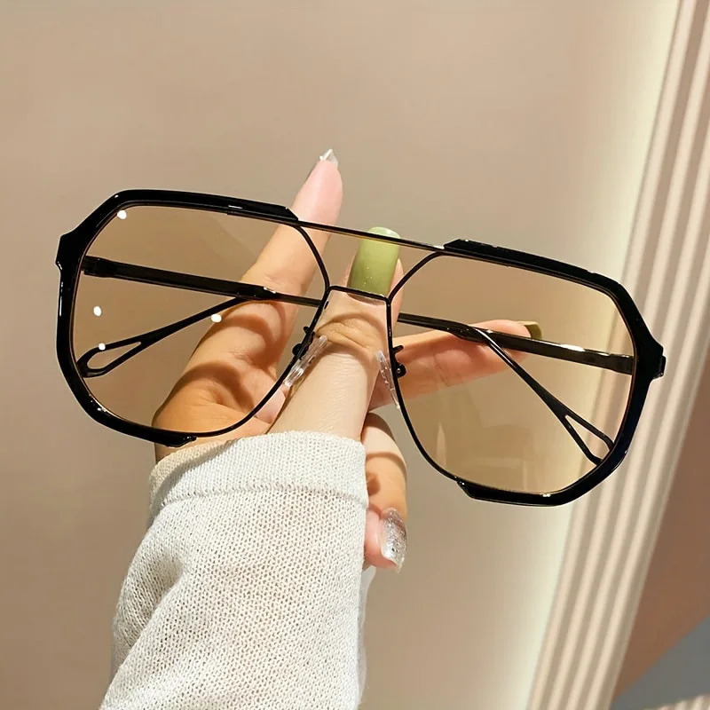 Fashion Ins Style UV400 Sunglasses for Men Women Unisex Trendy Double Bridge Oversized Sun Glasses Classic Large Plain Glasses 251023