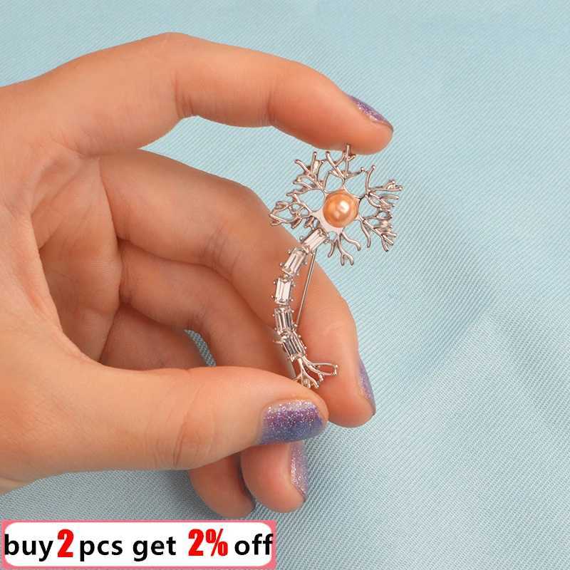 Neuron Lapel Pins and Brooch with Pearl and Zircon The Brain Nerve Cell Brooches Medical Jewelry Gift for Doctor Nurse J251115