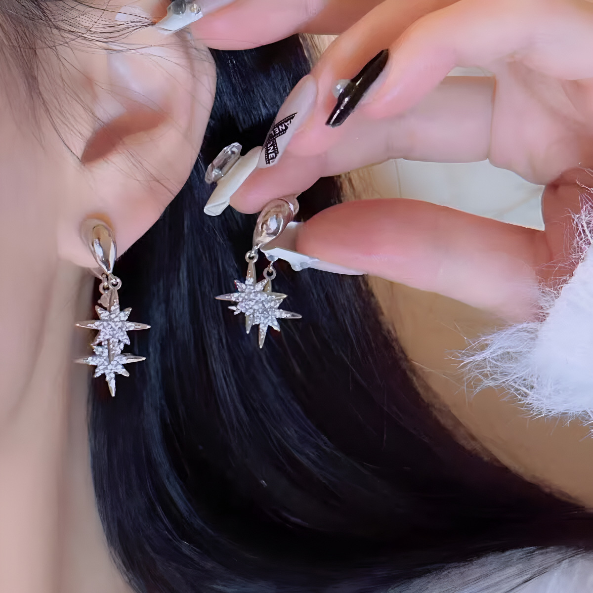 Designer earrings S999 pure silver sun shining star zircon earrings, simple and luxurious star earrings Luxury earrings free shipping gift for women