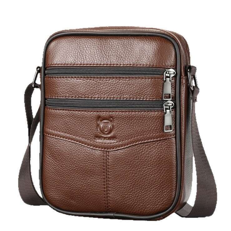 Captain Cow Goods Men S Genuine Leather Single Shoulder Crossbody Top Layer Cowhide High End Feel Inch Flat Vertical Cash Bag High Quality