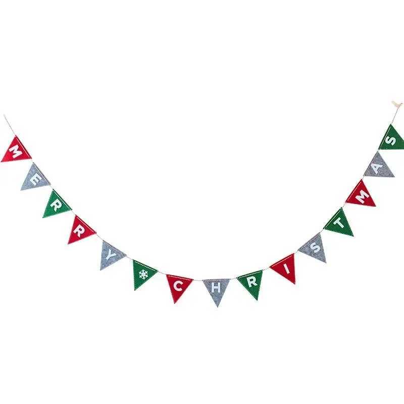 Christmas Banner Garland Wool Felt Triangle Merry Christmas Decor for Home Navidad Christmas Ornaments Xmas Decor New Year C251024