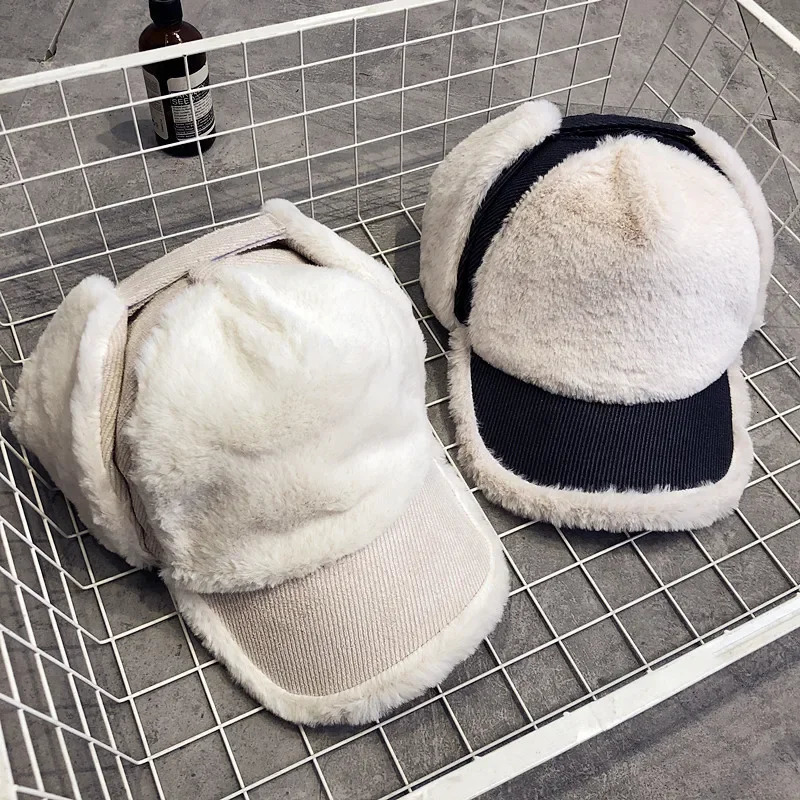 Bomber Hats Winter Men Women Warm Russian Furry Ushanka Hat with Earflap Baseball Cap Lamb Plush Ear Protection Casquette Cap 251023
