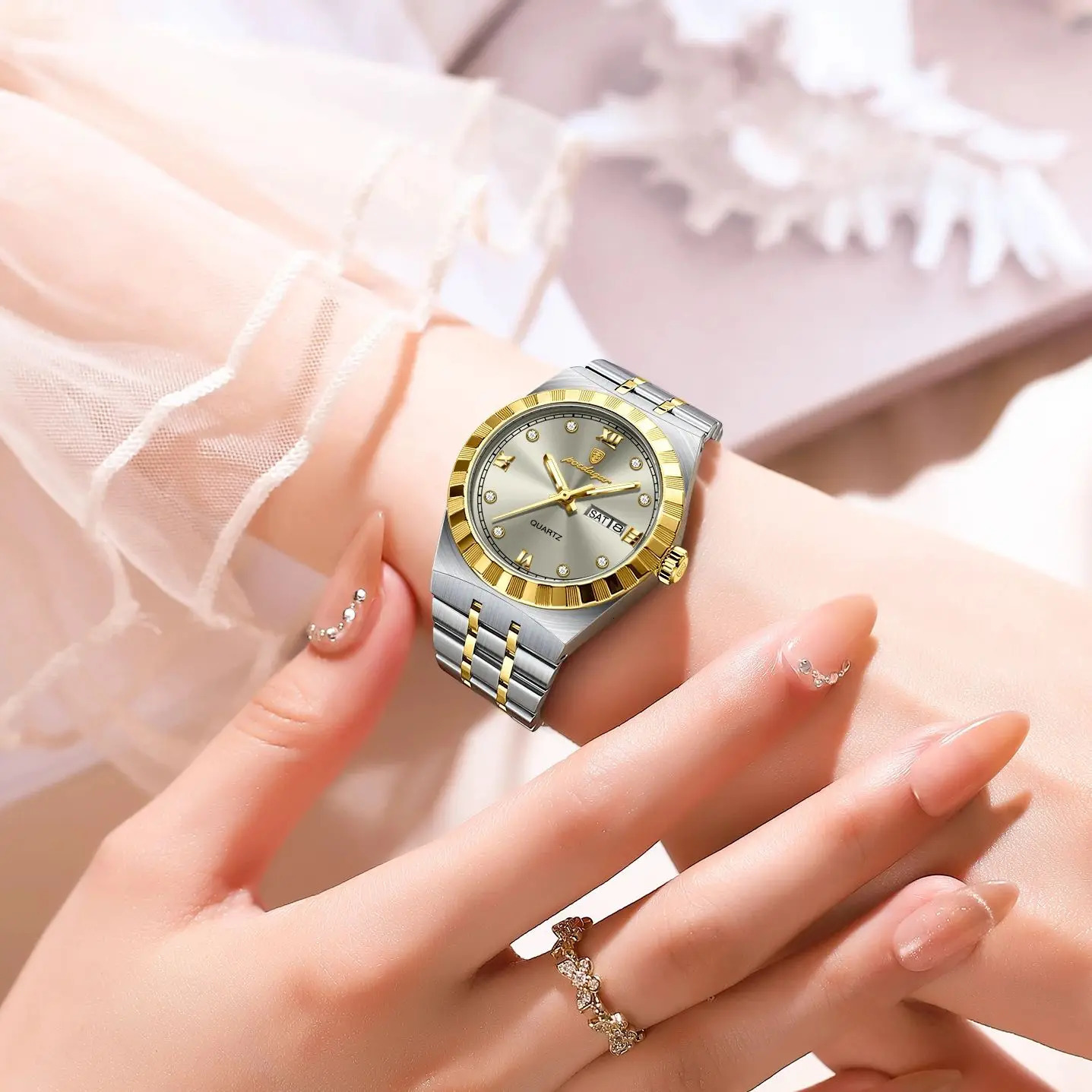 POEDAGAR Original Ladies Watch Luminous Waterproof Week Date Woman Wristwatch Stainless Steel Women Quartz Watches Female 251021