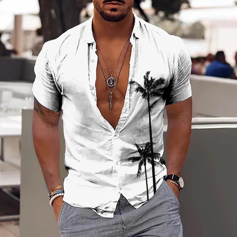 Coconut Hawaiian Shirt Mens 3d Print Casual Beach Mens Shirt Streetwear Mens Oversized Shirt Top Summer Short Sleeve 251023