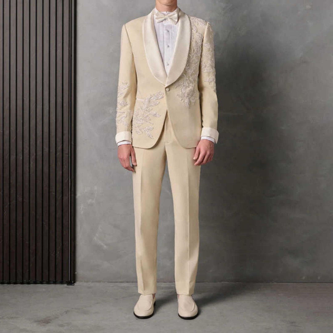 Luxury Beadeds Men Suits Single Breasted Shawl Lapel Jacket Blazer Sequins Classic Fit Prom Male Party Customized Tuxedos