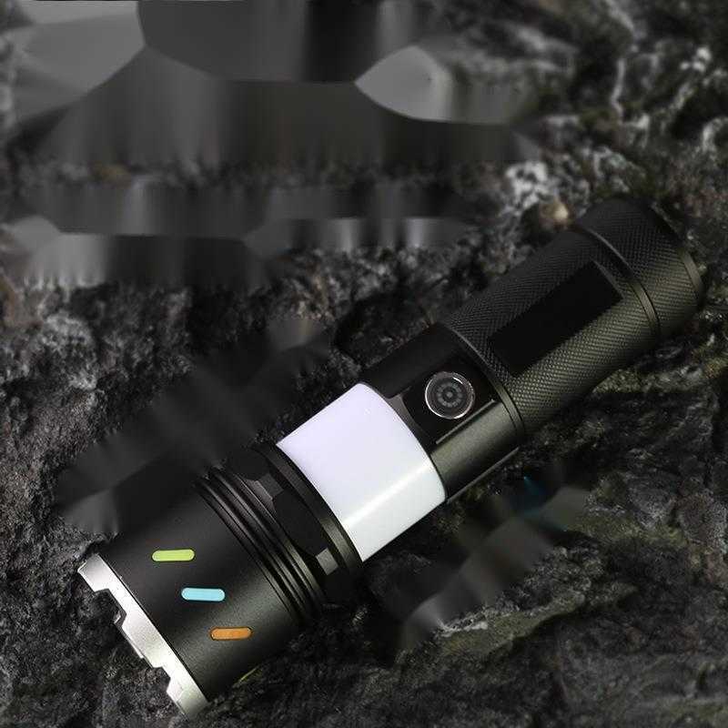 High Brightness LongRange Portable Flashlight with Digital Display Emergency Power Bank TypeC Fast Charging Rechargeable for Mobile Phones W251025