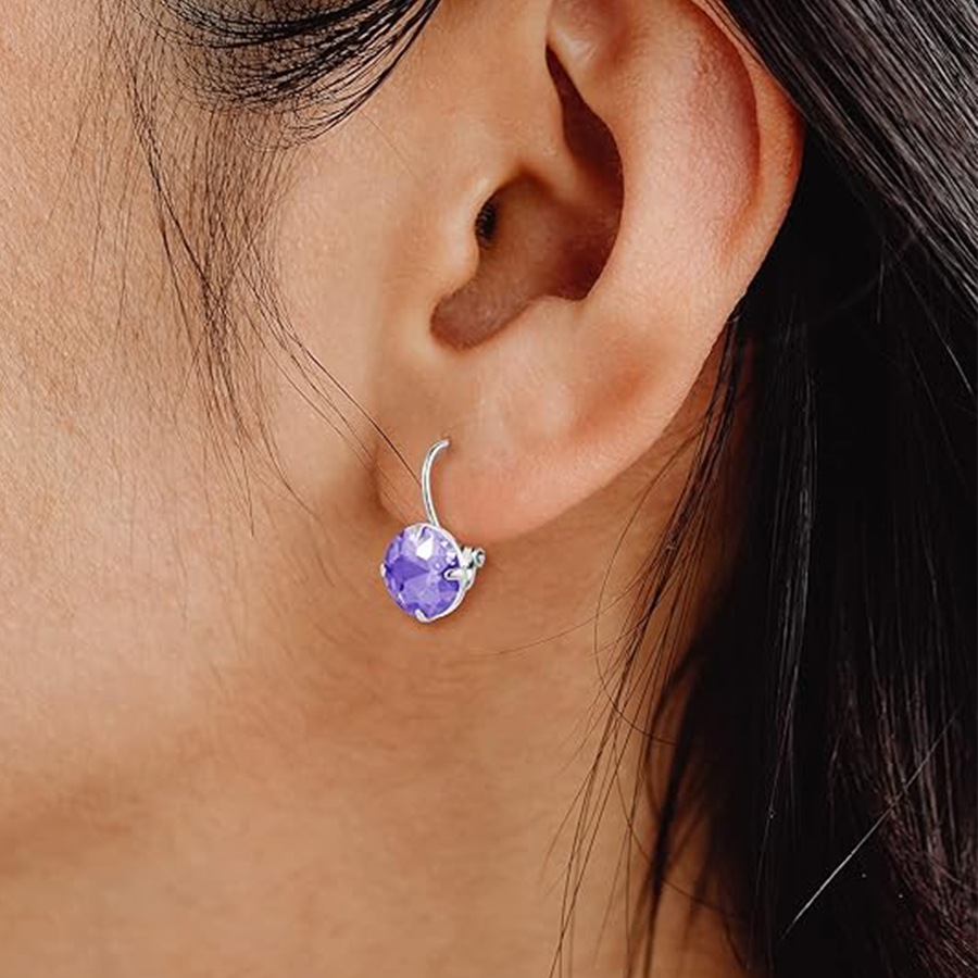 6 Pairs Leverback Dangle Earrings Set Earring Multicolor Round Cubic Zirconia Drop Earrings For Women