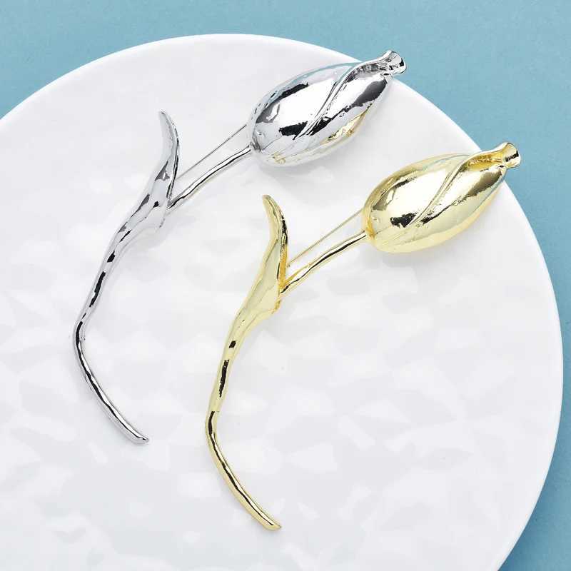 Wulibaby Large Charming Tulip Flower Brooches Pins For Women Lady 2color Exaggerate Flowers Bud Office Party Brooch Pins Gifts J251115