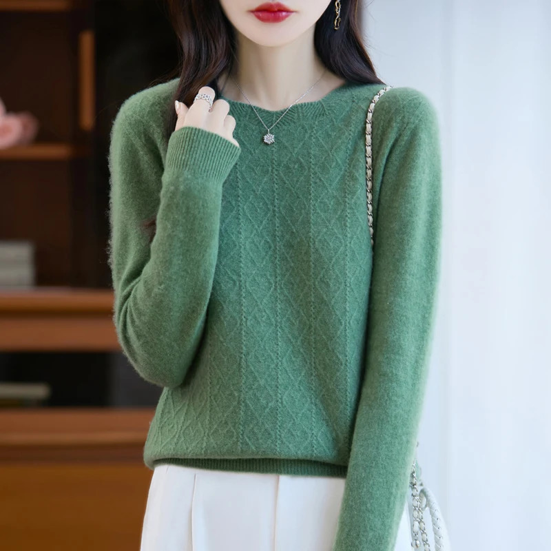 Womens Sweater Oneck 100 Merino Wool Knitwear Cashmere Pullover Autumn Winter Long Sleeve Grace Solid Comfortable Clothes Top 251023